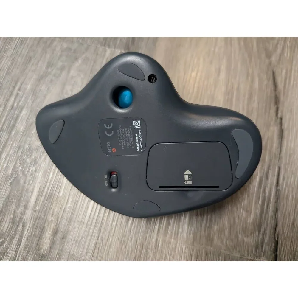 Logitech M570 trackball wireless USB receiver right handed mouse tested works